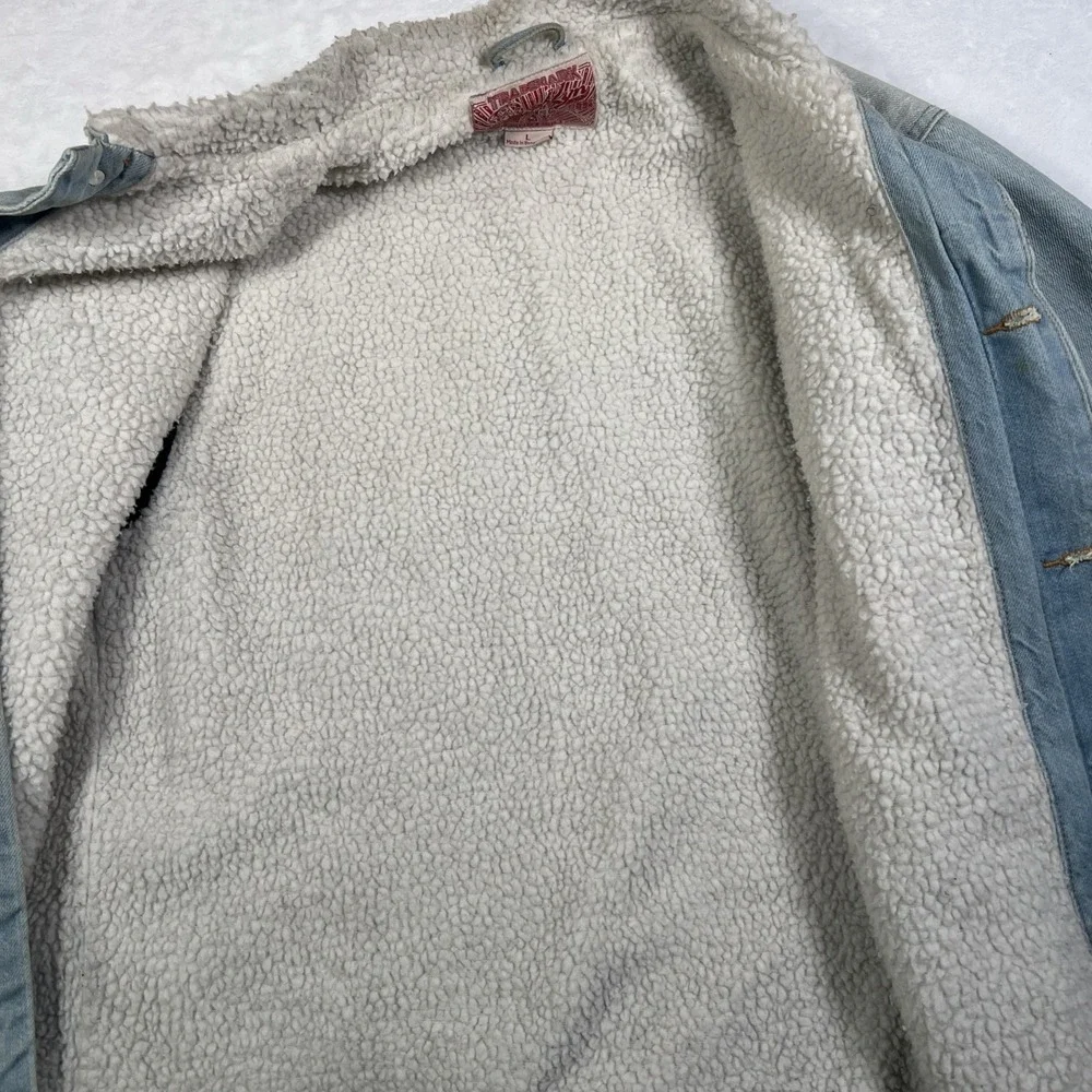 Brooklyn Cloth Light Blue Sherpa Lined Denim Button Up Jean Jacket Men's‎ Size L